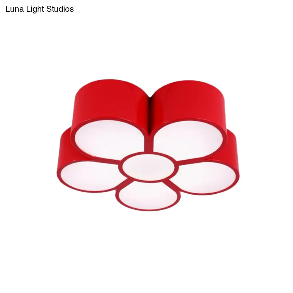 Plum Blossom Led Flushmount Lighting For Kids Kindergarten Ceiling - Red/Yellow/Blue