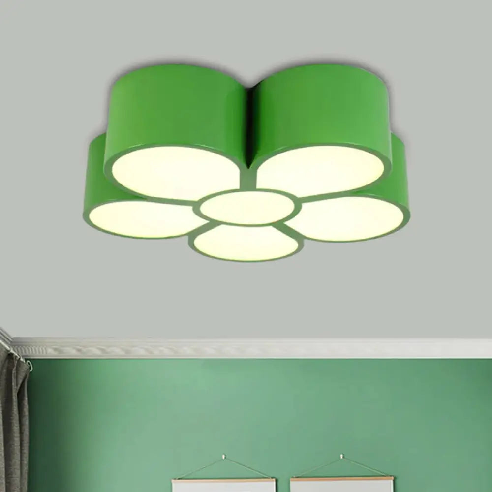 Plum Blossom Led Flushmount Lighting For Kids’ Kindergarten Ceiling - Red/Yellow/Blue Green