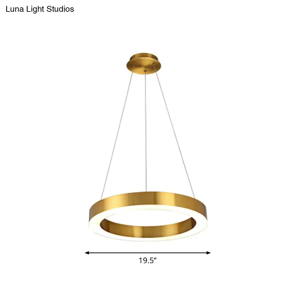 Polished Gold Led Pendant Lighting With Stainless Steel Chandelier Lamp