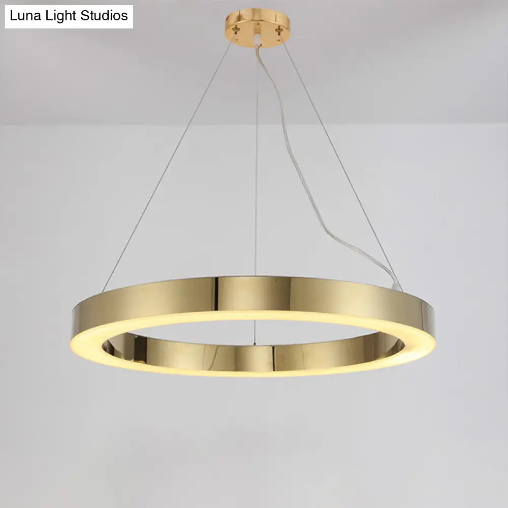 Polished Gold Led Pendant Lighting With Stainless Steel Chandelier Lamp