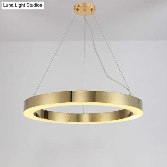 Polished Gold Led Pendant Lighting With Stainless Steel Chandelier Lamp