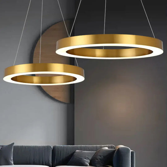 Polished Gold Led Pendant Lighting With Stainless Steel Chandelier Lamp / Small A