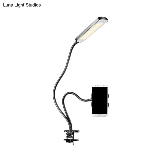 Portable Black Led Makeup Light With Flexible Arm - Minimalist Illuminating Solution For Rectangular