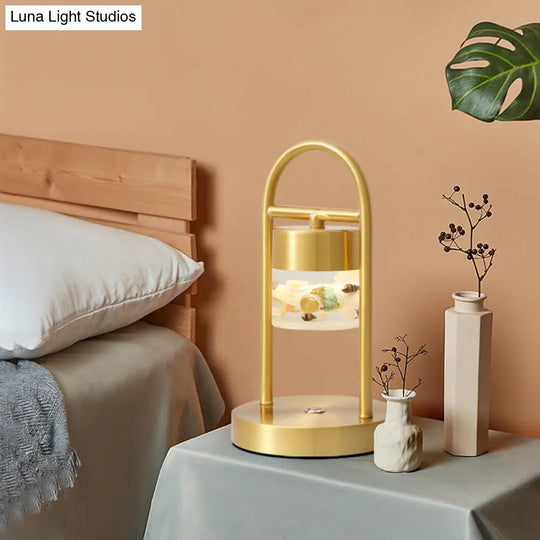 Portable Touch Table Lamp: Retro Cylinder Design With Acrylic Brass Led Night Light Handle And