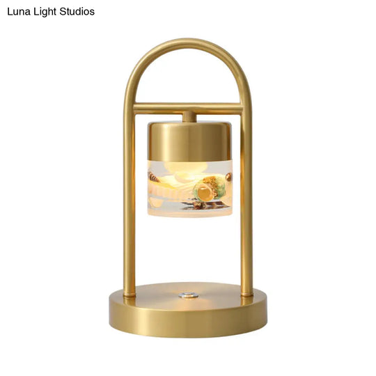 Portable Touch Table Lamp: Retro Cylinder Design With Acrylic Brass Led Night Light Handle And