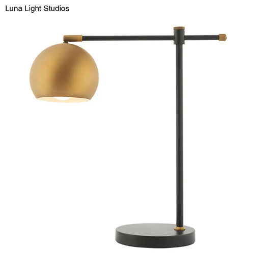 Post-Modern Brass Bedroom Nightstand Lamp With Metal Globe Shade