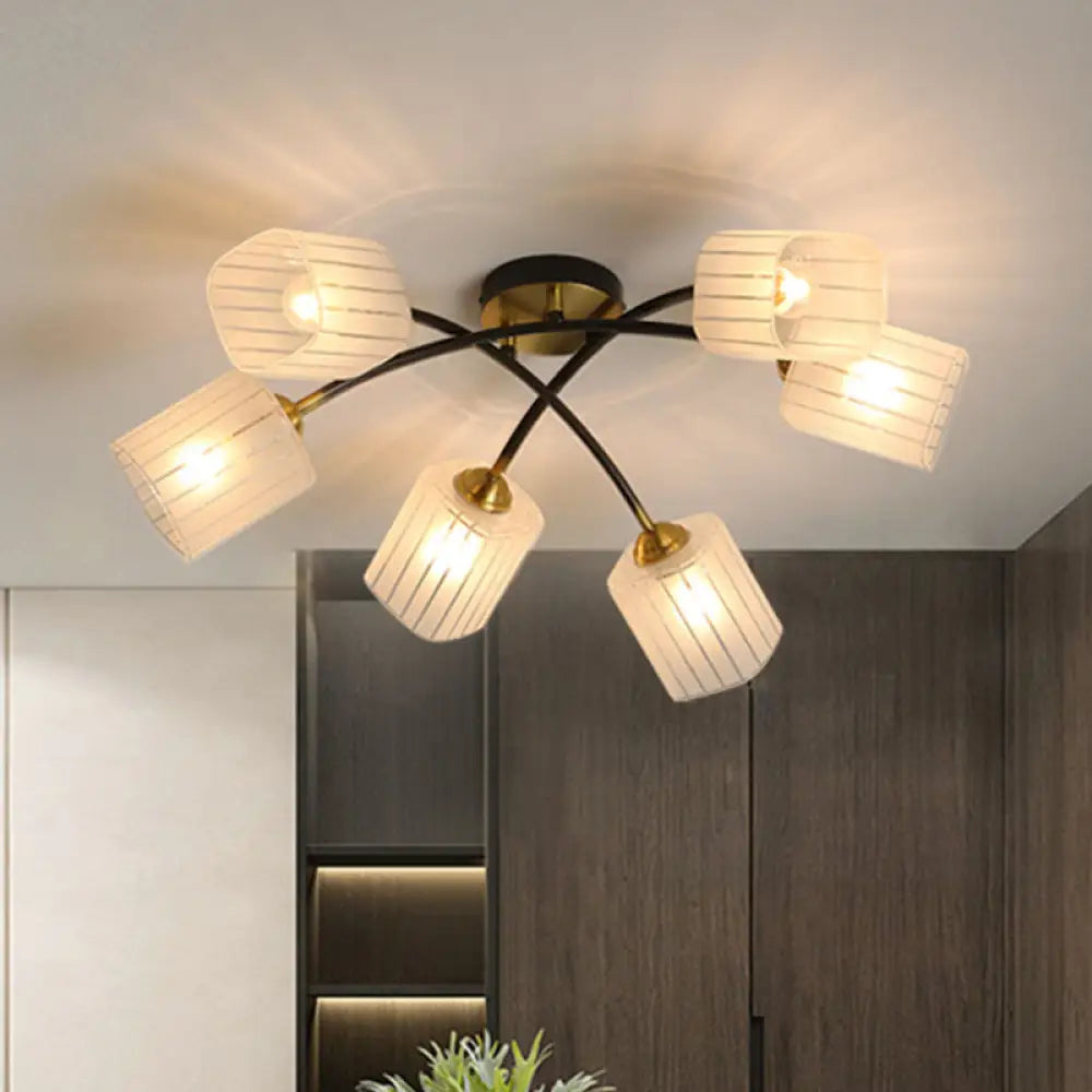 Post Modern Brass Ceiling Light With Frosted Glass - 6/8 - Light Flush Mount 6 /