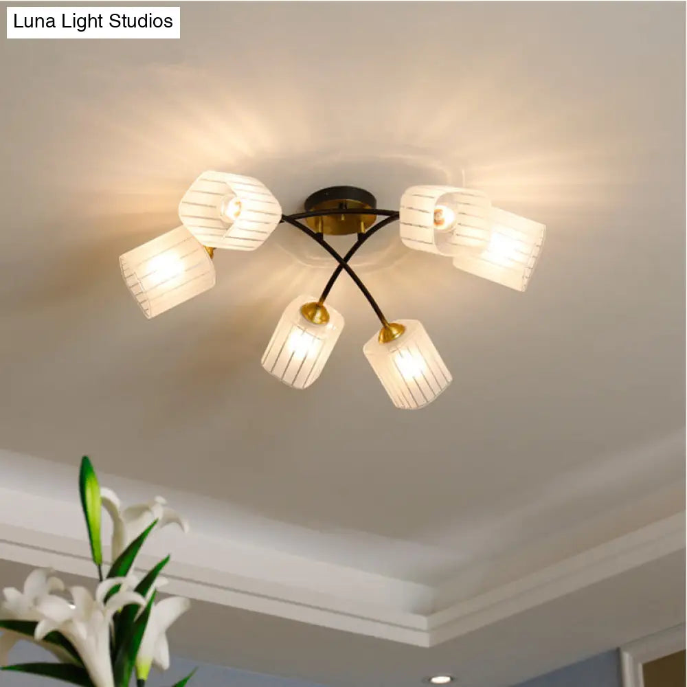 Post Modern Brass Ceiling Light With Frosted Glass - 6/8 - Light Flush Mount