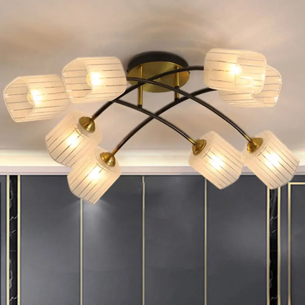 Post Modern Brass Ceiling Light With Frosted Glass - 6/8 - Light Flush Mount 8 /