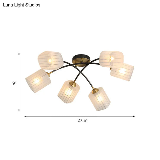 Post Modern Brass Ceiling Light With Frosted Glass - 6/8-Light Flush Mount