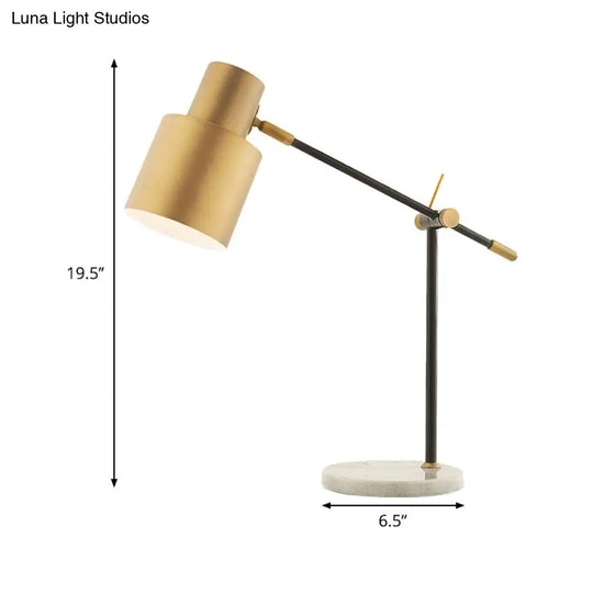 Post-Modern Brass Cylinder Nightstand Light For Study Room