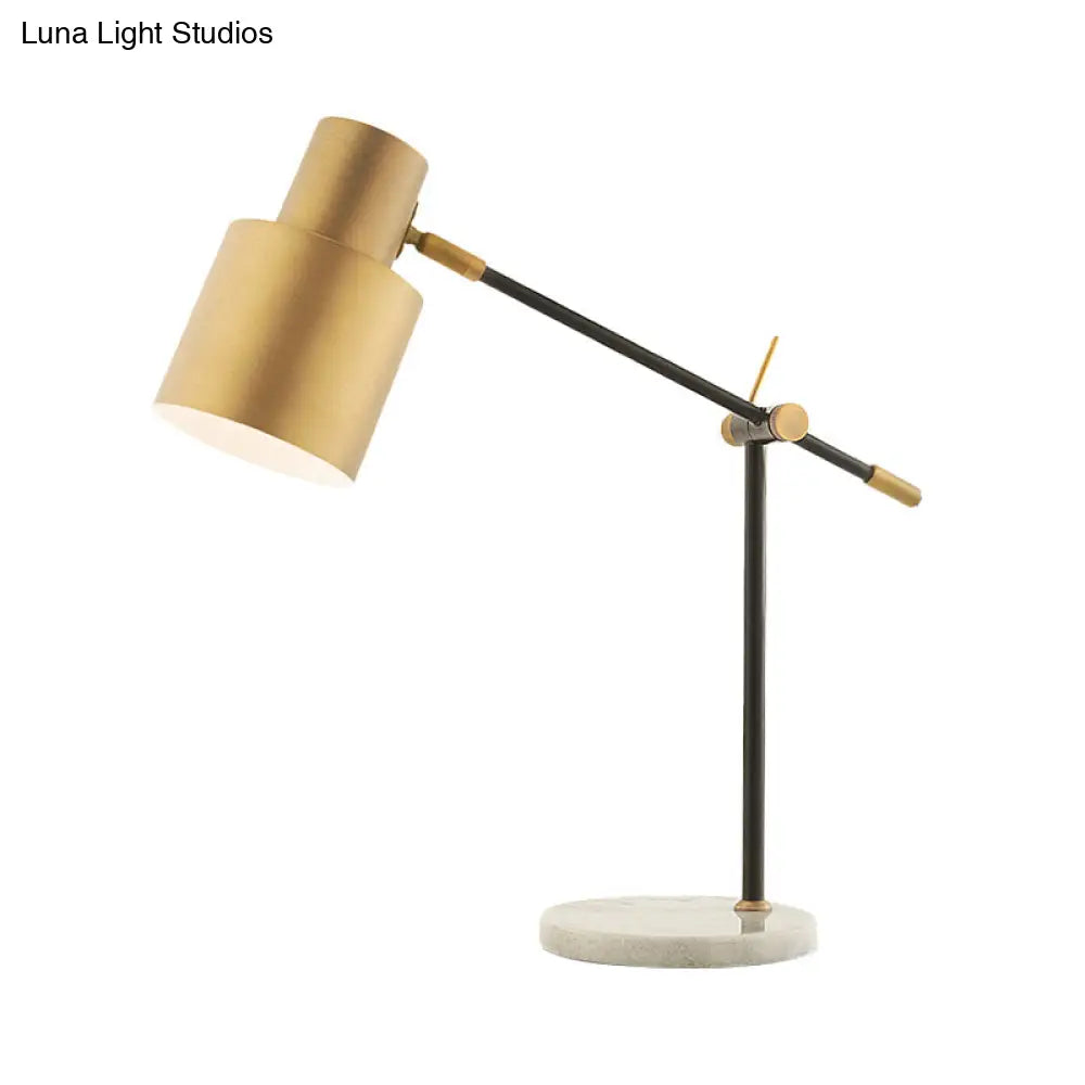 Post-Modern Brass Cylinder Nightstand Light For Study Room