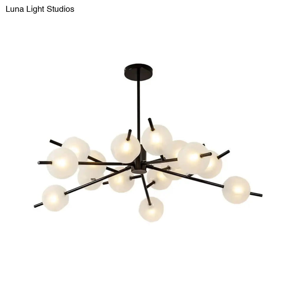 Post Modern Bubble Pendant Light - 12/15-Light Frosted Glass Chandelier In Black/Gold