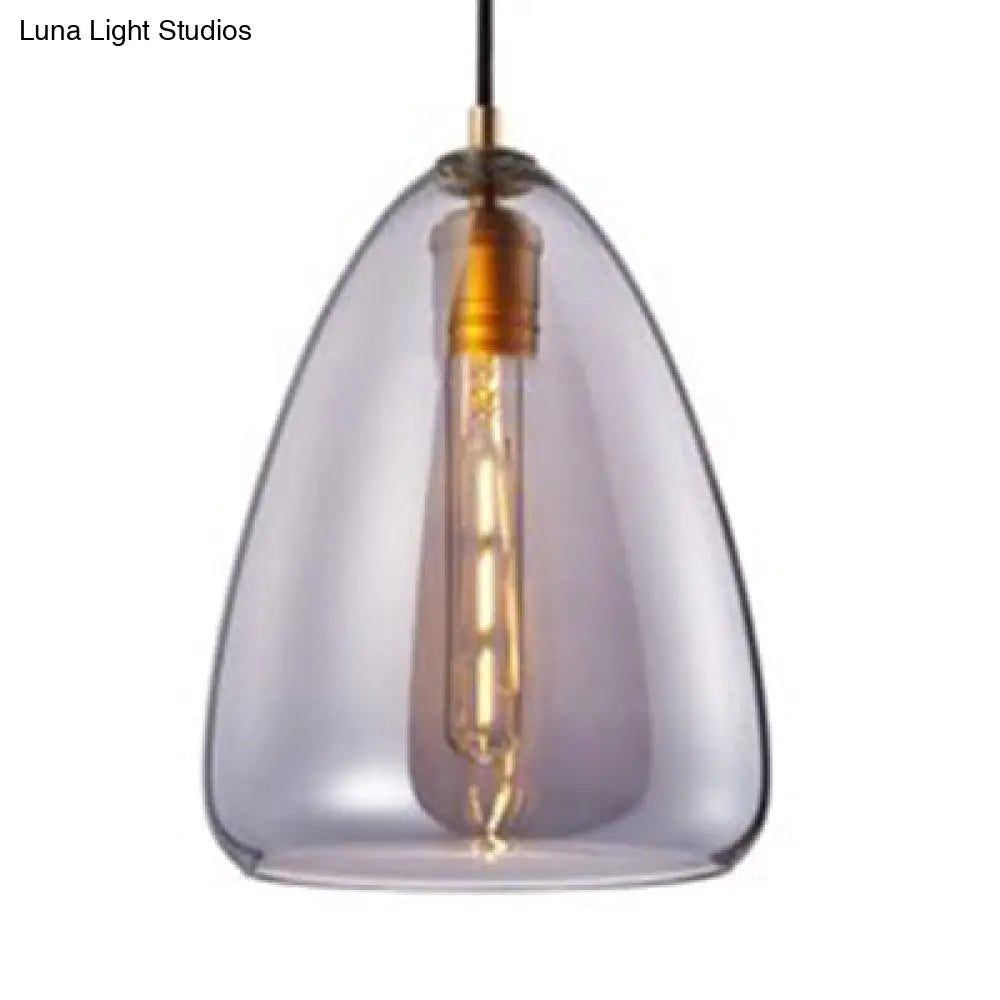 Post-Modern Cone Pendant Lamp – 8.5’/10’ Width Amber/Smoky Glass 1 Light Living Room