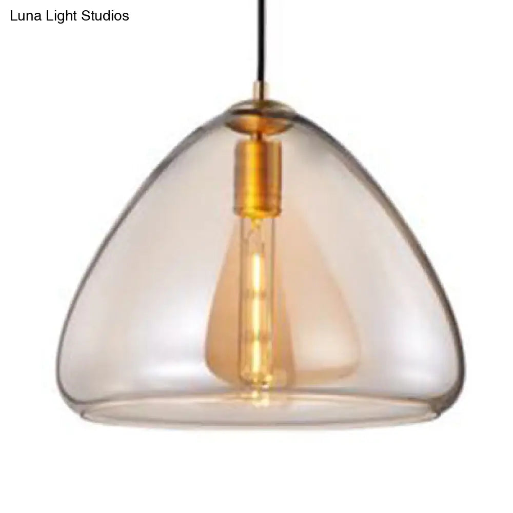 8.5 & 10 Wide Cone Pendant Lamp: Amber/Smoky Glass Post-Modern Hanging Light Amber /