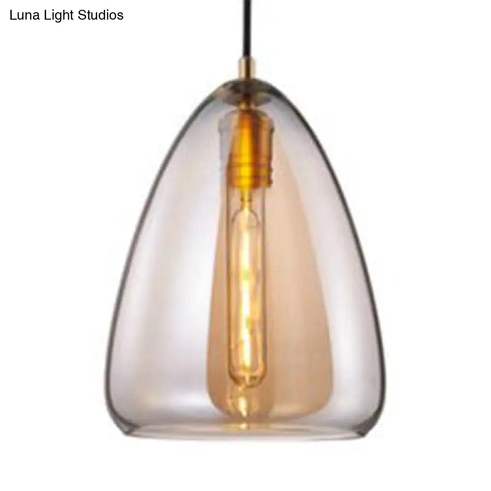 8.5 & 10 Wide Cone Pendant Lamp: Amber/Smoky Glass Post-Modern Hanging Light Amber /