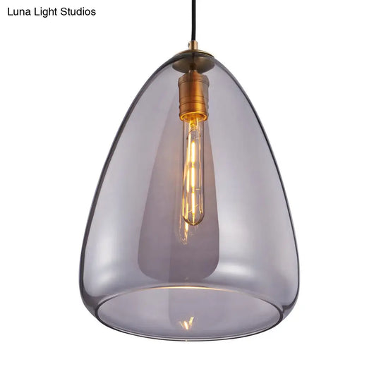 8.5 & 10 Wide Cone Pendant Lamp: Amber/Smoky Glass Post-Modern Hanging Light Smoke Gray /