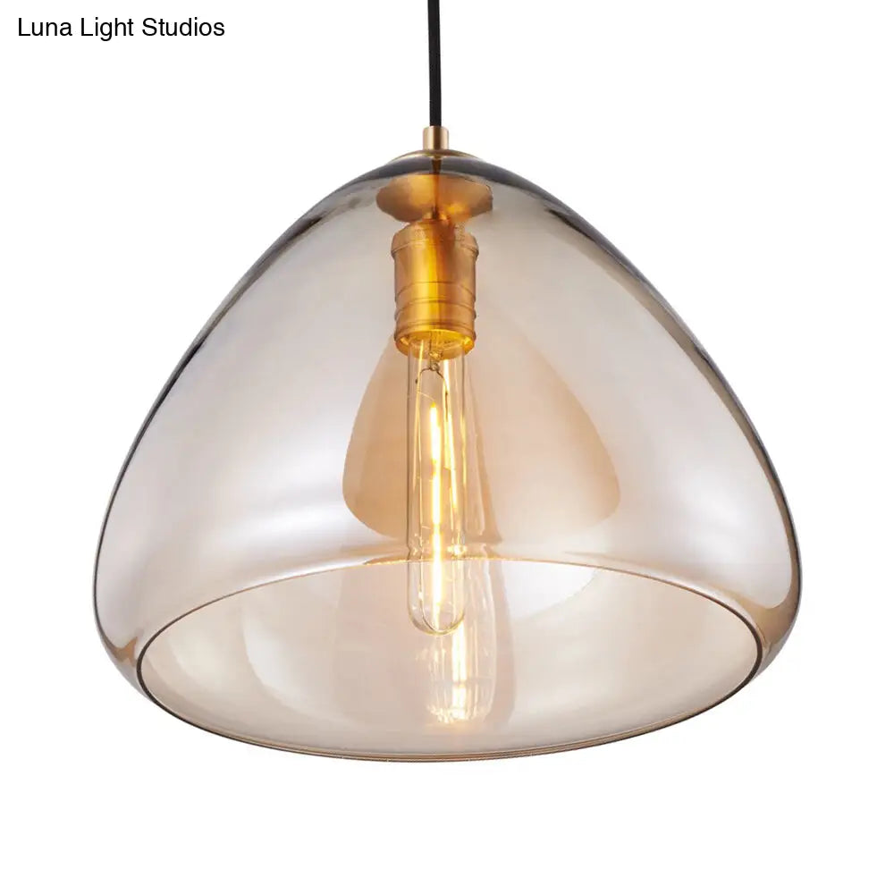 8.5 & 10 Wide Cone Pendant Lamp: Amber/Smoky Glass Post-Modern Hanging Light