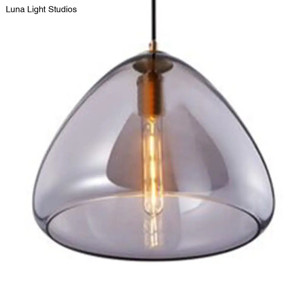 8.5 & 10 Wide Cone Pendant Lamp: Amber/Smoky Glass Post-Modern Hanging Light Smoke Gray /