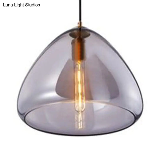 8.5 & 10 Wide Cone Pendant Lamp: Amber/Smoky Glass Post-Modern Hanging Light Smoke Gray /