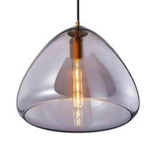 Post-Modern Cone Pendant Lamp – 8.5’/10’ Width Amber/Smoky Glass 1 Light Living Room Smoke