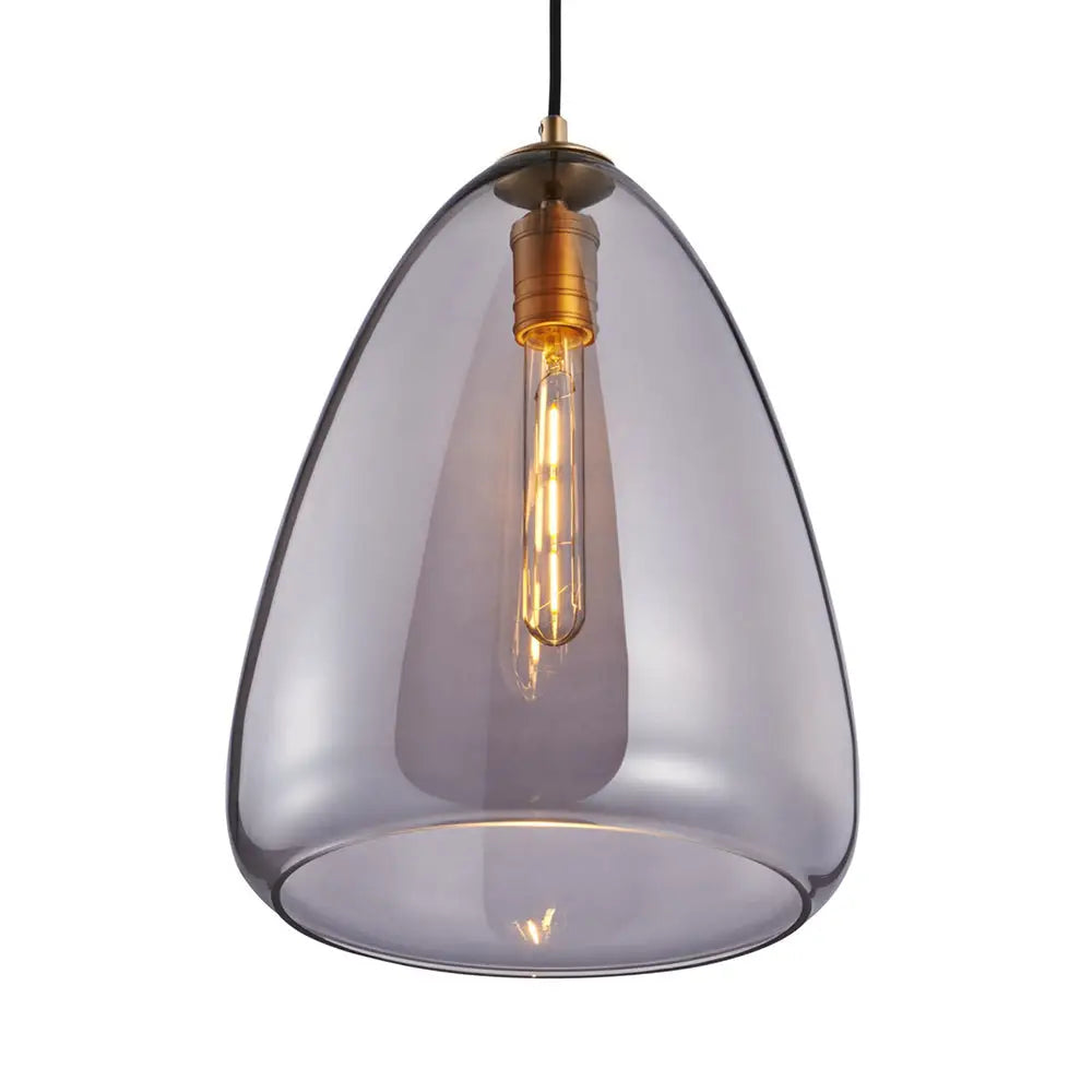 Post-Modern Cone Pendant Lamp – 8.5’/10’ Width Amber/Smoky Glass 1 Light Living Room Smoke