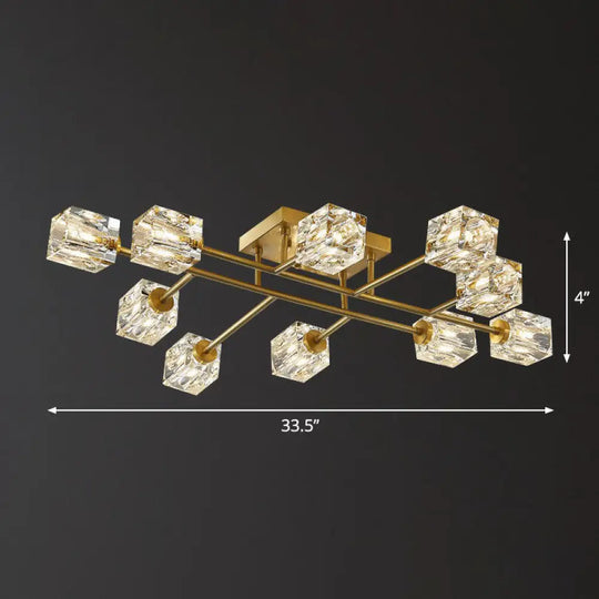 Post - Modern Crystal Cube Ceiling Light With Gold Finish 10 /