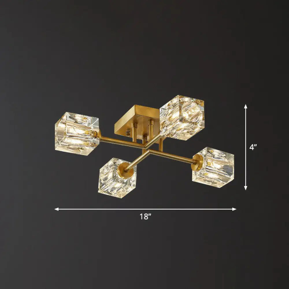 Post - Modern Crystal Cube Ceiling Light With Gold Finish 4 /