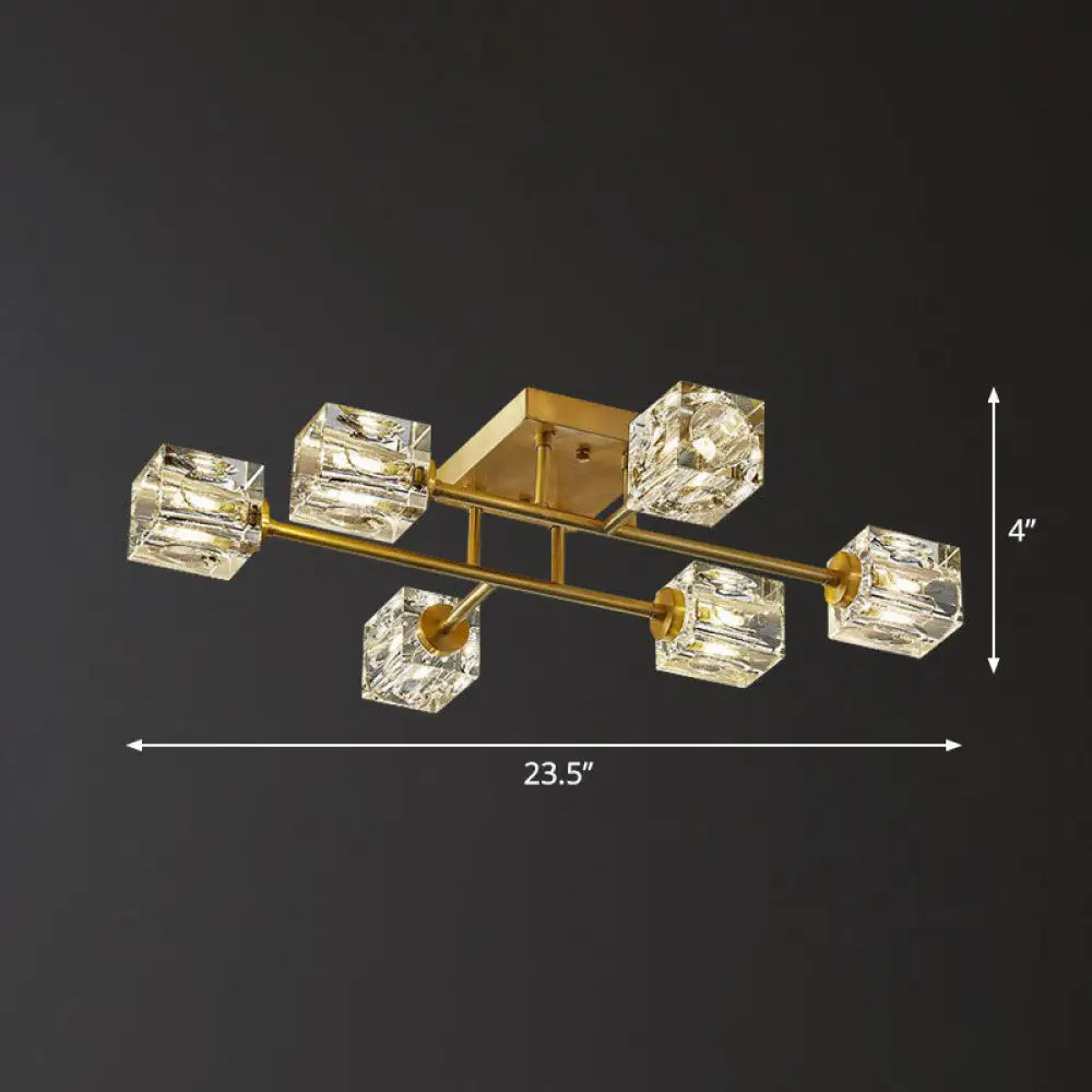 Post - Modern Crystal Cube Ceiling Light With Gold Finish 6 /