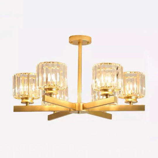 Post-Modern Crystal Cylindrical Chandelier Pendant Light For Living Room 6 / Gold