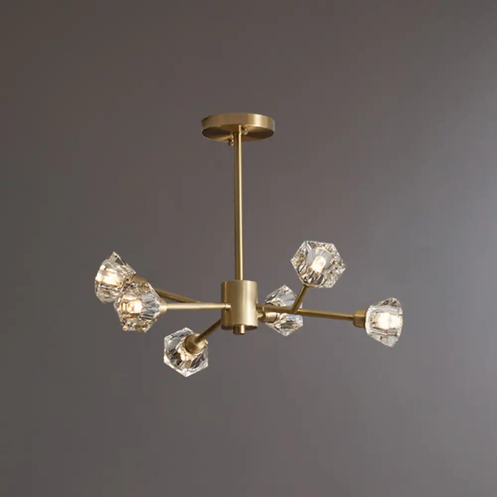 Post-Modern Crystal Flower Ceiling Light: Bedroom Chandelier (Brass 6/12/15 Heads) 6 / Brass