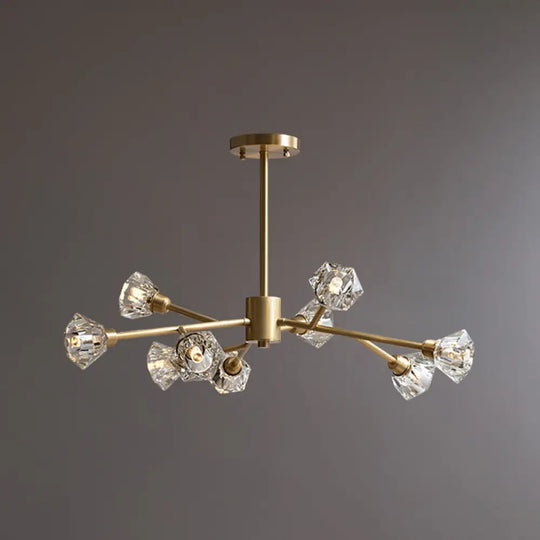 Post-Modern Crystal Flower Ceiling Light: Bedroom Chandelier (Brass 6/12/15 Heads) 9 / Brass