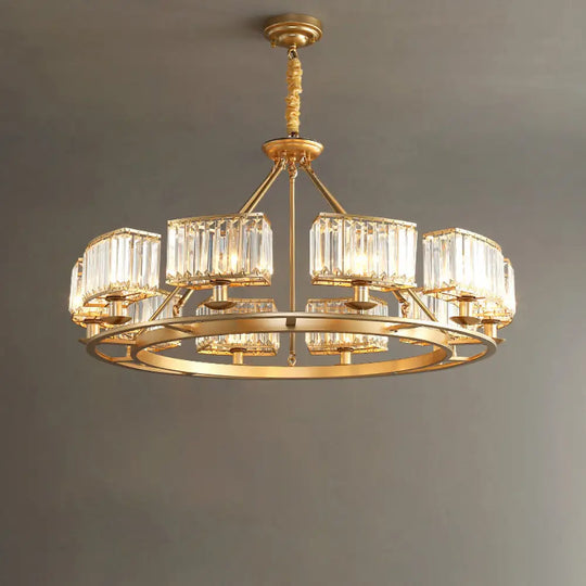 Post-Modern Crystal Prism Pendant Chandelier With Gold Finish For Living Room 10 /