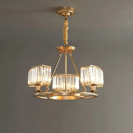 Post-Modern Crystal Prism Pendant Chandelier With Gold Finish For Living Room 3 /