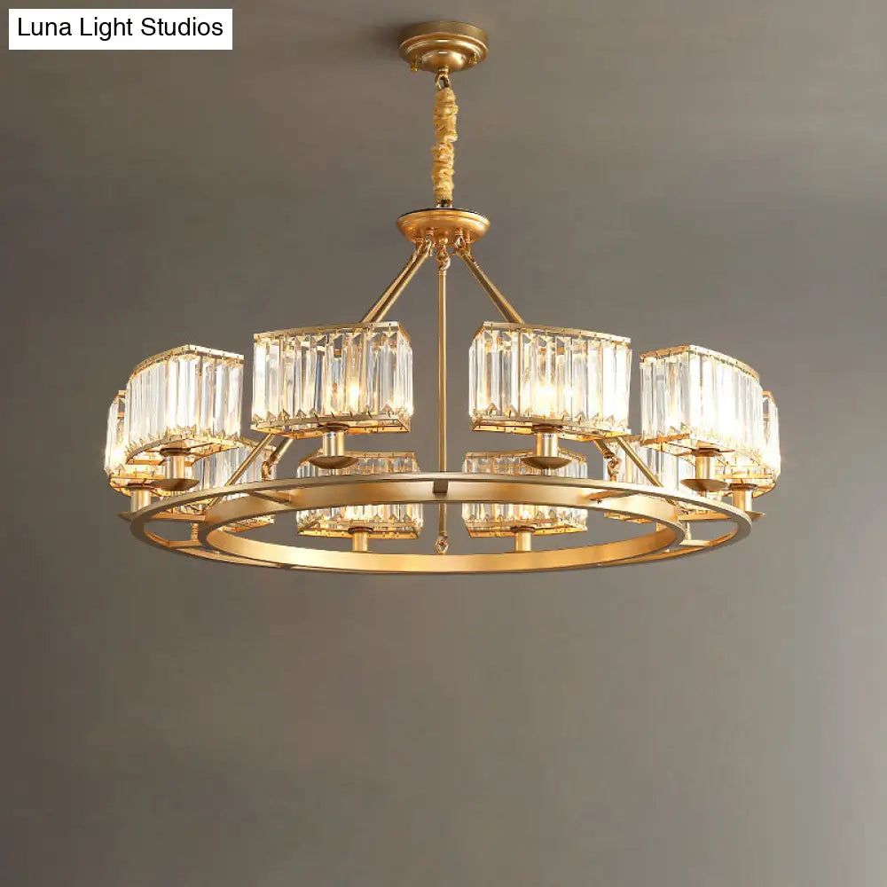 Modern Crystal Prism Pendant Chandelier - Gold Finish Hanging Light For Living Room 10 /