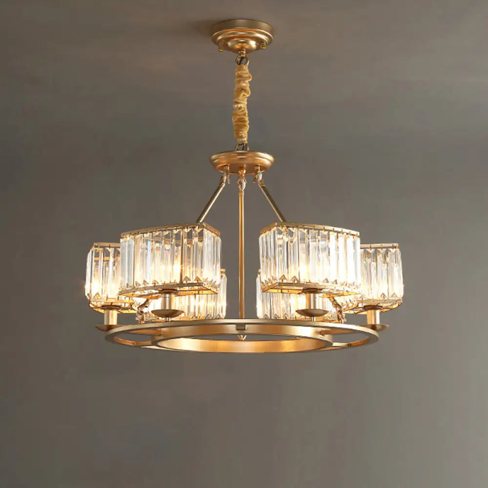 Post-Modern Crystal Prism Pendant Chandelier With Gold Finish For Living Room 6 /