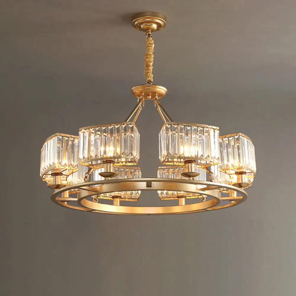 Post-Modern Crystal Prism Pendant Chandelier With Gold Finish For Living Room 8 /