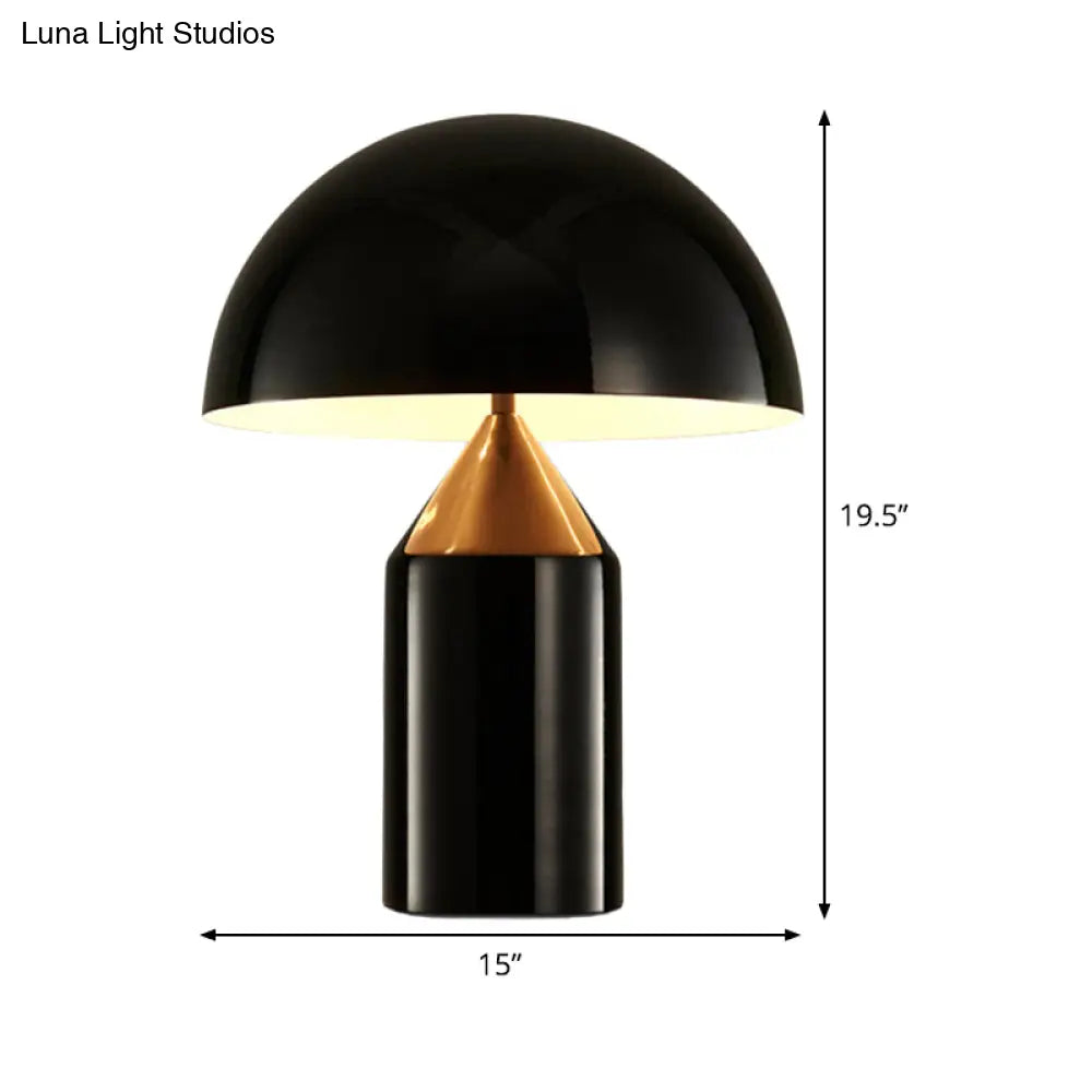 Post-Modern Dome Metal Table Light: 2-Bulb Black Nightstand Lamp For Living Room