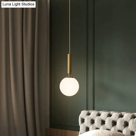 Post-Modern Glass Ball Pendant Light: Sleek 1 Bulb Fixture For Bedroom Suspension Lighting