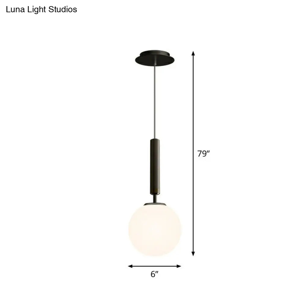Post-Modern Glass Ball Pendant Light For Bedroom With 1 Bulb And Suspended Fixture Black / White