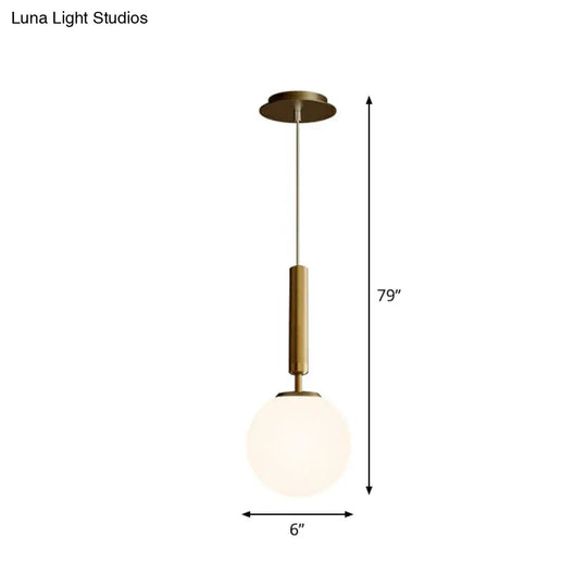Post-Modern Glass Ball Pendant Light For Bedroom With 1 Bulb And Suspended Fixture Gold / White