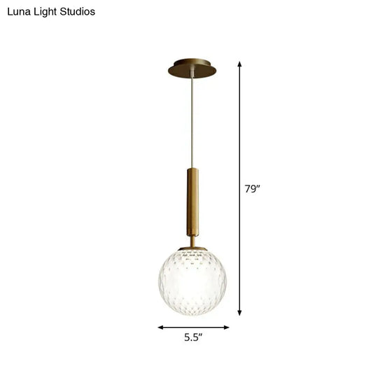 Post-Modern Glass Ball Pendant Light For Bedroom With 1 Bulb And Suspended Fixture Gold / Clear