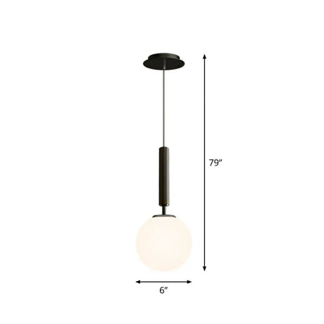 Post-Modern Glass Ball Pendant Light: Sleek 1 Bulb Fixture For Bedroom Suspension Lighting Black /