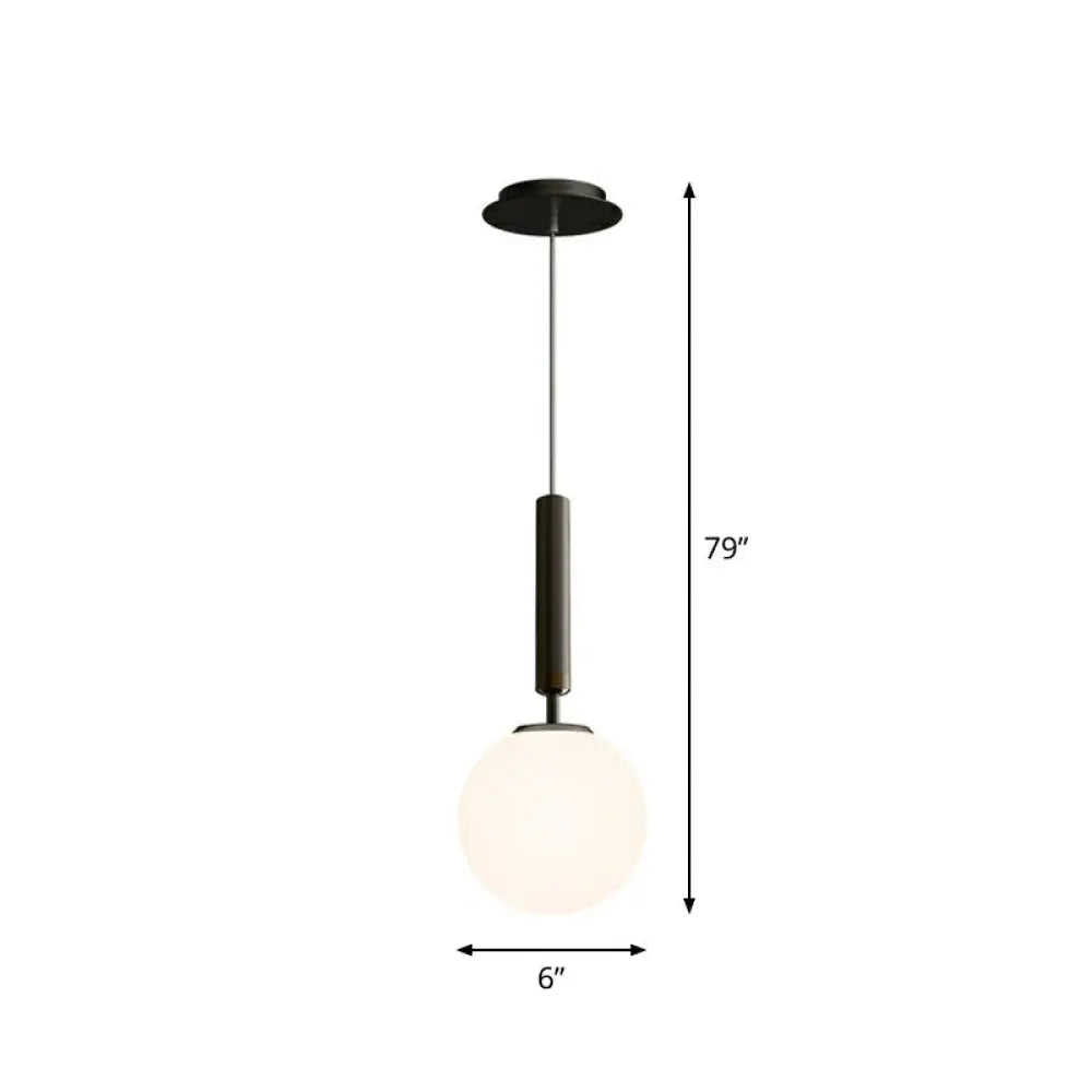 Post-Modern Glass Ball Pendant Light: Sleek 1 Bulb Fixture For Bedroom Suspension Lighting Black /