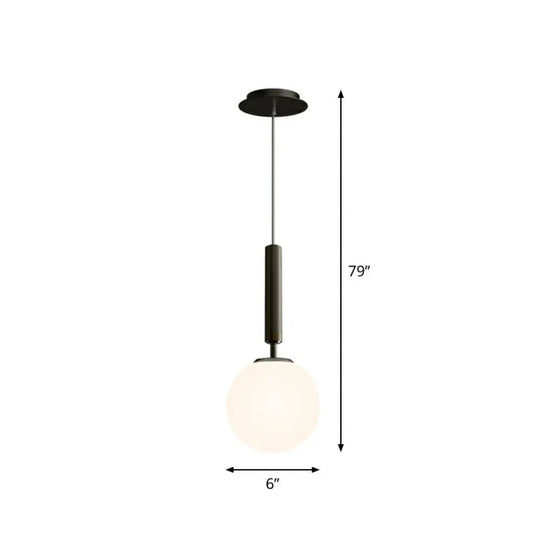 Post-Modern Glass Ball Pendant Light: Sleek 1 Bulb Fixture For Bedroom Suspension Lighting Black /