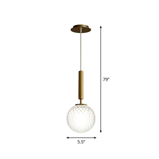 Post-Modern Glass Ball Pendant Light: Sleek 1 Bulb Fixture For Bedroom Suspension Lighting Gold /