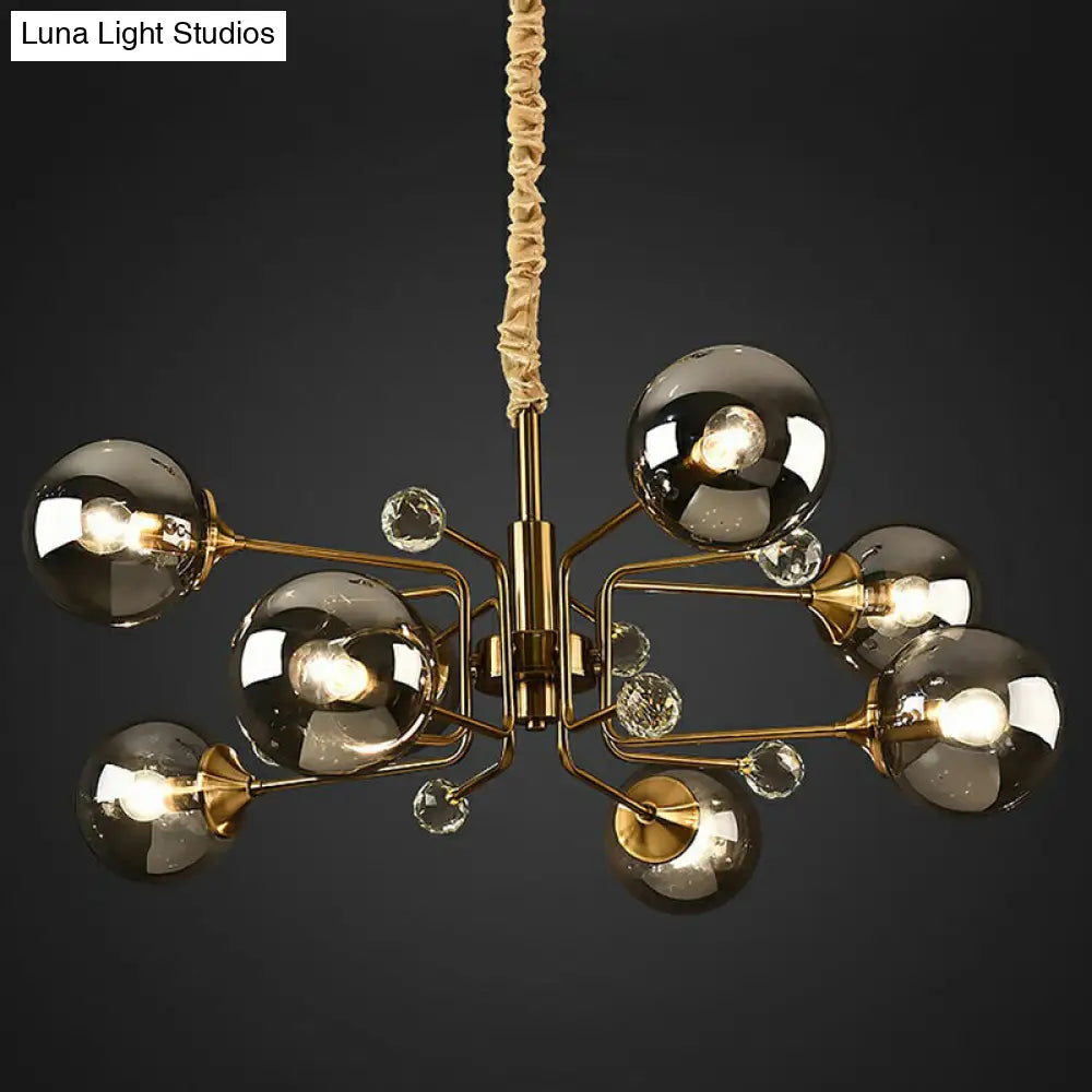 Post-Modern Glass Ceiling Chandelier For Living Room In Brass Modo Style