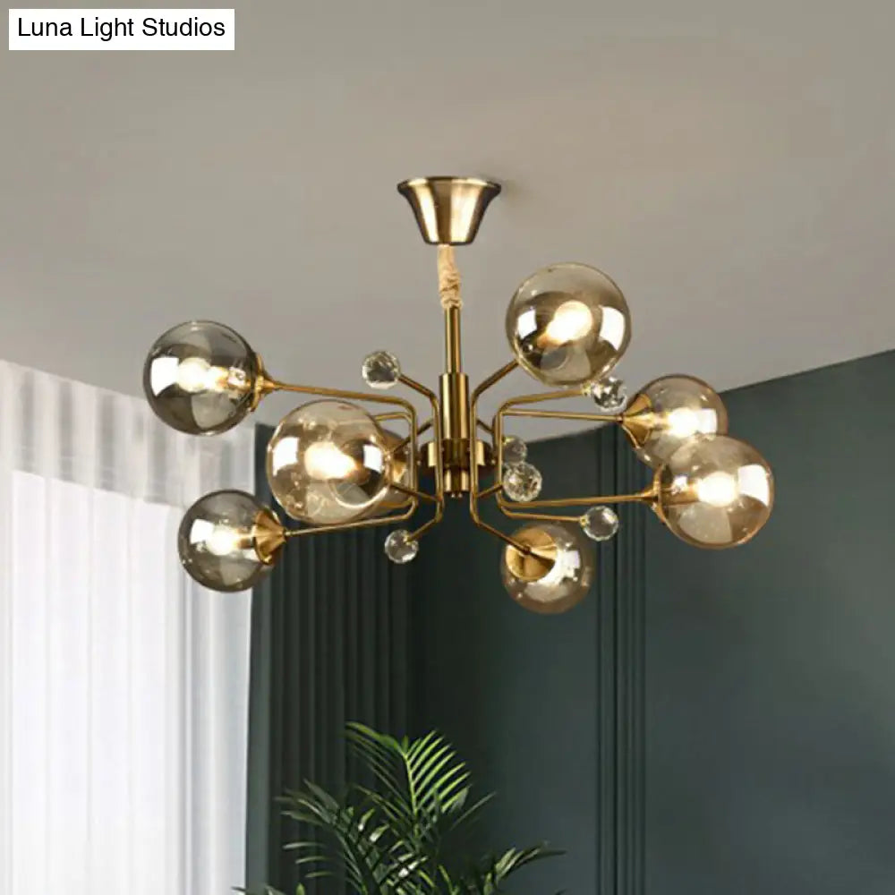 Post-Modern Glass Ceiling Light: Brass Modo Hanging Chandelier For Living Room