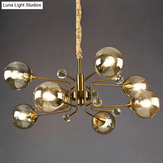 Post-Modern Glass Ceiling Light: Brass Modo Hanging Chandelier For Living Room