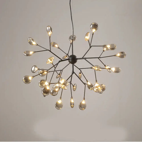 Post-Modern Glass Chandelier Light For Dining Room With Led Ceiling Lighting - Branched Firefly